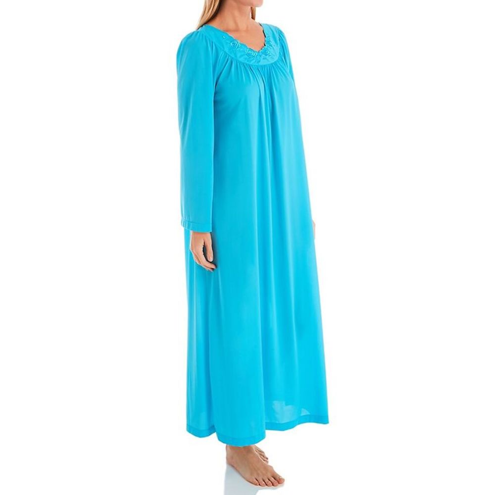 Shadowline Petals 53 Inch Long Sleeve Gown -  turqouise  33280